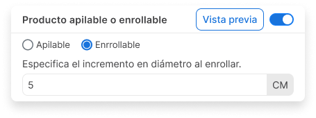 Ejemplo activar configuración de productos.
