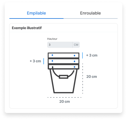 Exemple de produits empilables.