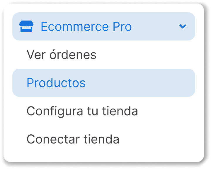 Menu Ecommerce Pro > Productos