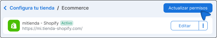 Actualizar permisos de tienda.