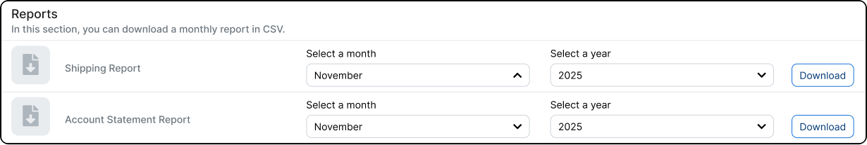 Available freight types.