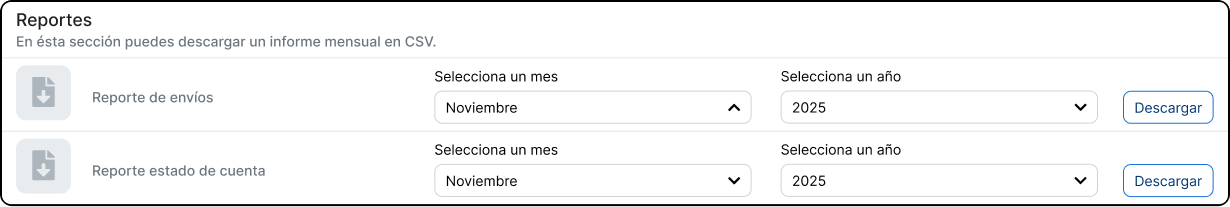 Tipos de porte disponibles.