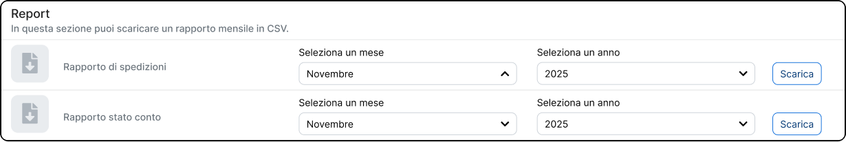 Tipi di carrozze disponibili.